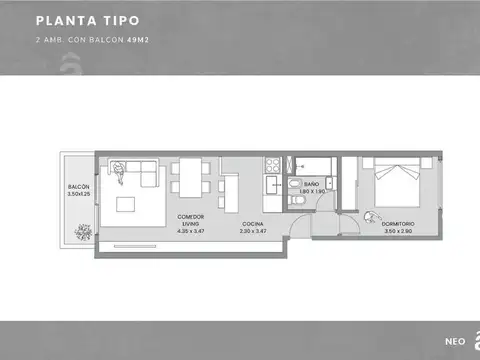 Departamento 2 ambientes con 1 baño