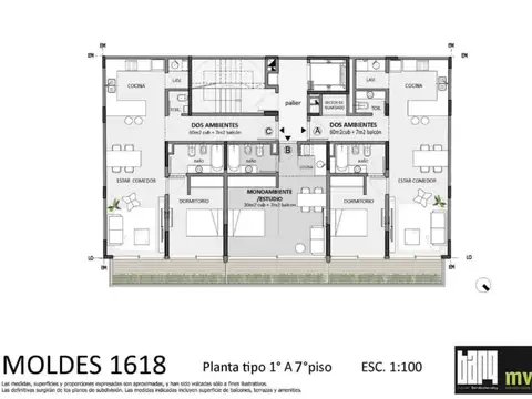 Departamento 1 ambiente Belgrano en  CACTUS MOLDES