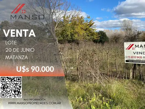 Destacado terreno sobre Gibson en 20 de Junio