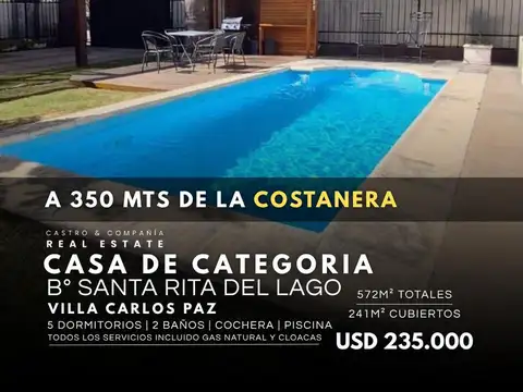 Venta Casa De Categoría Con Pileta En Barrio Santa Rita Del Lago - Villa Carlos Paz