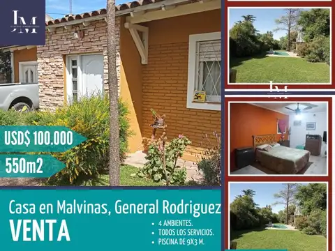 CASA DE 4 AMBIENTES CON PARQUE EN MALVINAS