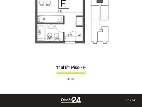 Departamento Monoambiente con 1 baño