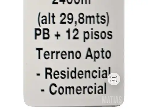 Terreno en Venta 8  mts Fondo
