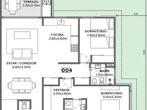 Departamento en Venta de 3 ambientes