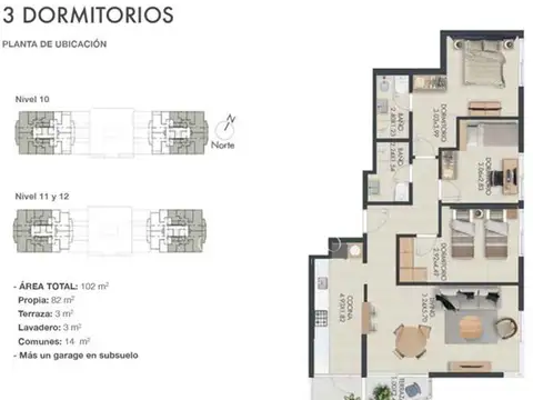 Departamento 4 ambientes con 2 baños