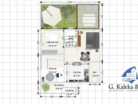 Depart en PB, de 3 ambientes con dependencia y patio 