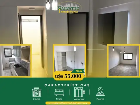 Departamento 2 ambientes reciclado en barrio Puerto