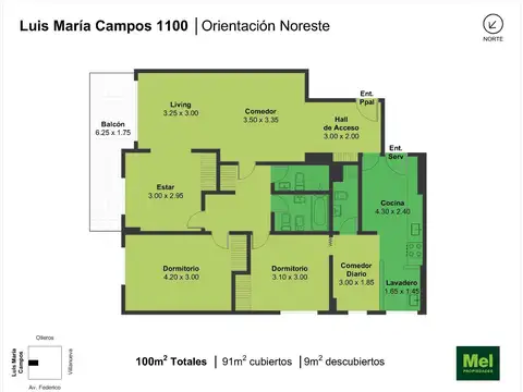 Avenida Luis María Campos 1100, Piso 3°