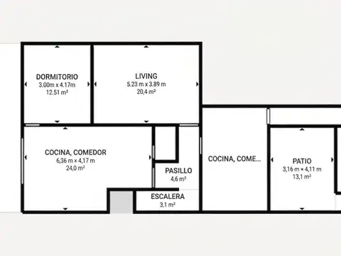 Depto Tipo Casa 6 ambientes con 3 baños