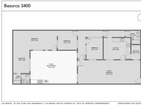 Depto Tipo Casa 3 ambientes con 2 baños
