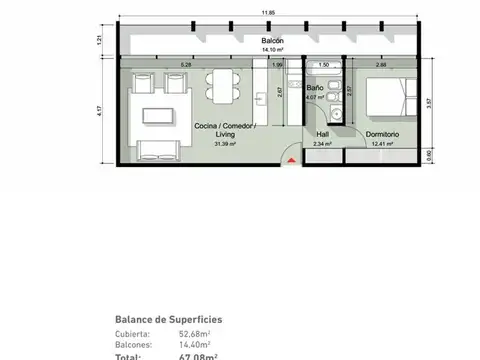Departamento en Venta con 1 cocheras