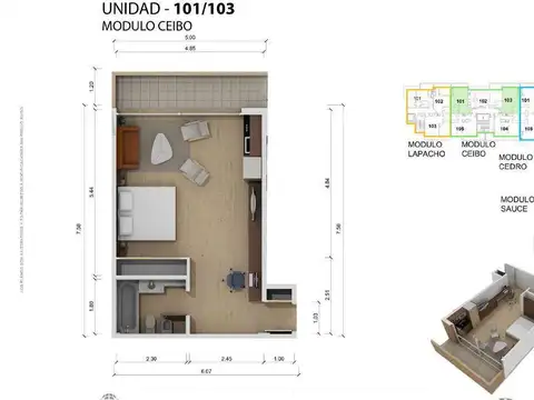 Departamento en Venta - 1 Amb c/ Balcon y Amenities - Villa Martelli