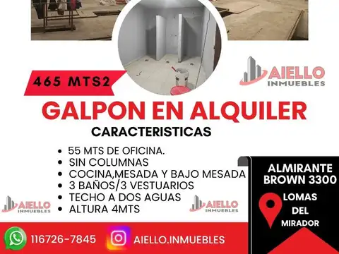 GALPON EN ALQUILER ALMIRANTE BROWN 3300, LOMAS DEL MIRADOR