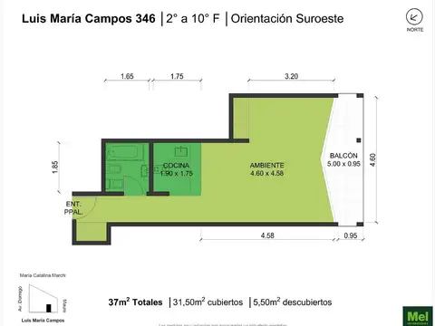 Departamento en Venta de Monoambiente