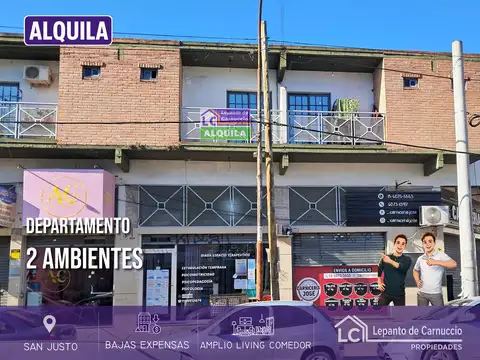 Departamento 2 ambientes EN ALQUILER. Al frente con balcón y bajas expensas – San Justo