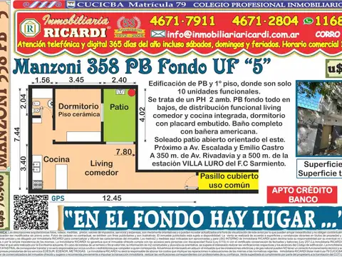 AL FONDO HAY LUGAR... lindo PH 2 amb. PB fondo con patio 