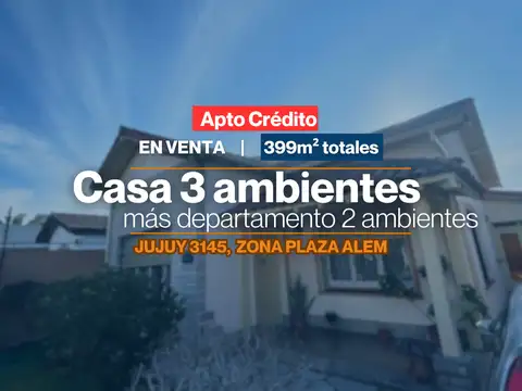 GRAN CASA EN LOTE PROPIO EN VENTA EN ZONA PLAZA ALEM, APTO CREDITO
