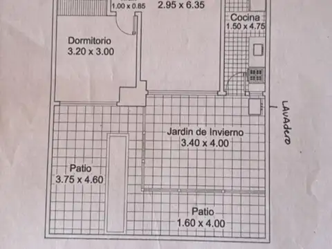 Departamento 2 ambientes con 1 baño
