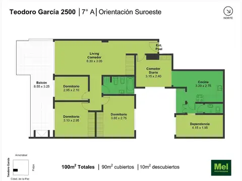 Teodoro García 2500, Piso 7
