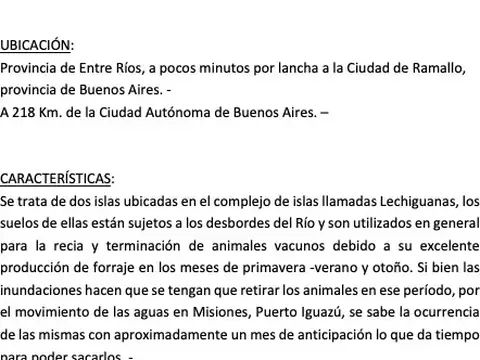 990 Has. Islas de las Lechiguanas, Entre Ríos