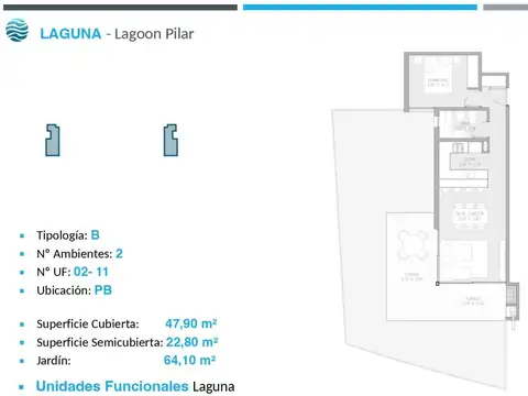 Departamento en el emprendimiento Lagoon Pilar