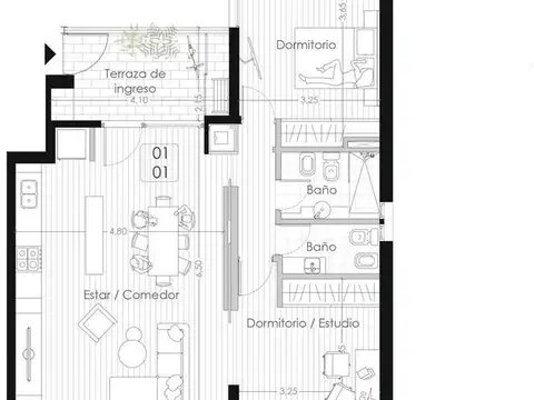 Departamento en Venta de 2 dormitorios