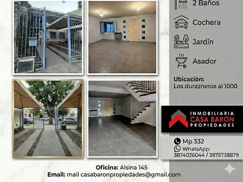 ALQUILER DUPLEX 3 DORMITORIOS JARDIN ASADOR Y COCHERA