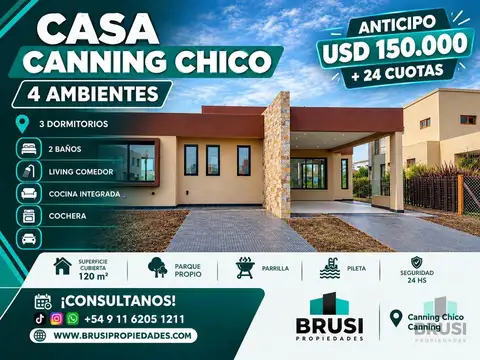 CASA EN VENTA UNA PLANTA EN CANNING CHICO- 4 AMB- EN POZO - ENTREGA OCT 2026