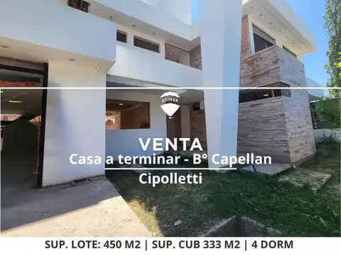 CASA A TERMINAR EN VENTA | 4 DORM | B° CAPELLAN