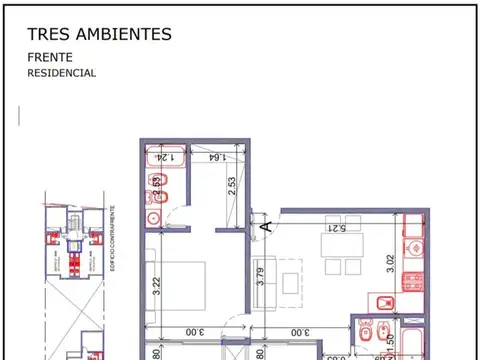 Departamento 3 ambientes con 2 baños