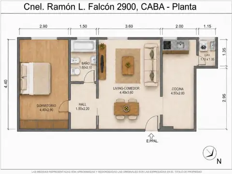 Departamento 2 ambientes con 1 baño