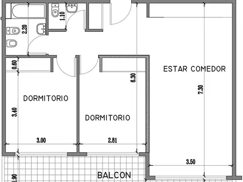 Departamento 3 ambientes con 1 baño
