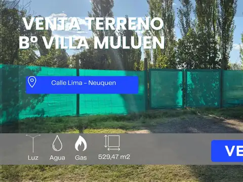 Venta terreno b° villa muluen