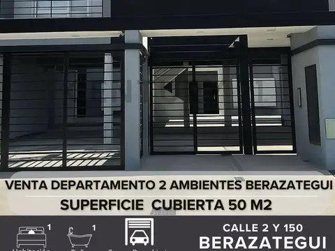 VENTA DEPARTAMENTO 2 AMBIENTES + COCHERA  BERAZATEGUI