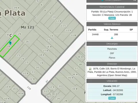 Lote Terreno en Venta con casa a demoler 119 E/ 66 Y 67 en La Plata