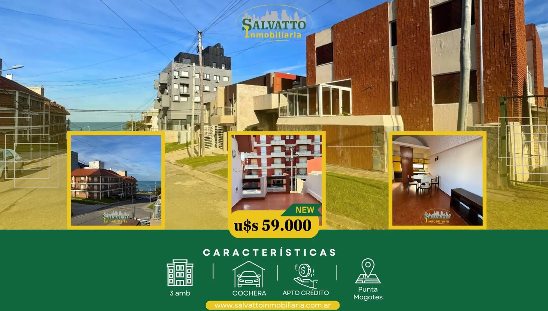 Departamento 3 ambientes en Punta Mogotes