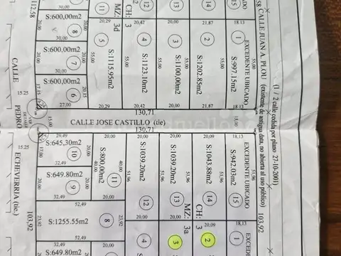 OPORTUNIDAD. LOTE DE 1039 m2 A 10 CUADRAS DE LA LAGUNA 
