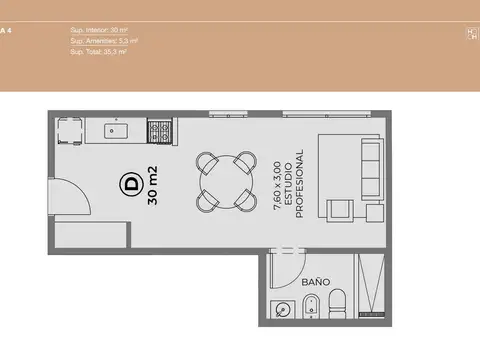 Departamento 1 ambiente en Saavedra