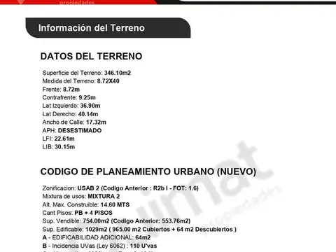 Terreno en Venta de 346,0 m2