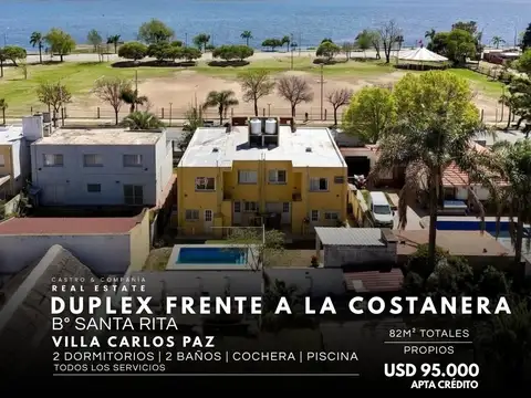 Venta dúplex de 2 dormitorios frente al lago san roque en barrio santa rita villa carlos paz