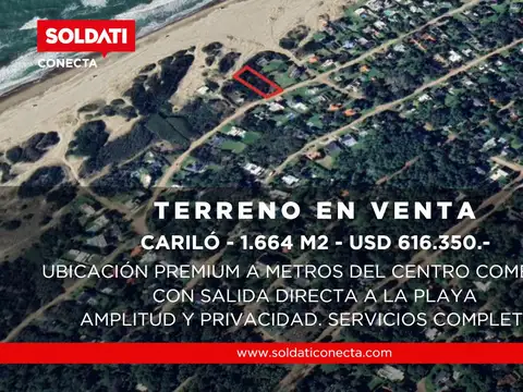 Terreno en Venta Cariló frente al mar