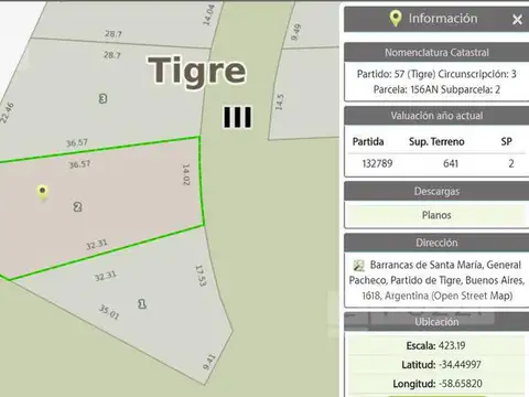 Terreno en Venta en Countries y Barrios Cerrados en Tigre, USD 105.000