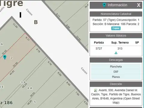 Terreno en Venta en Tigre Centro, USD 311.000