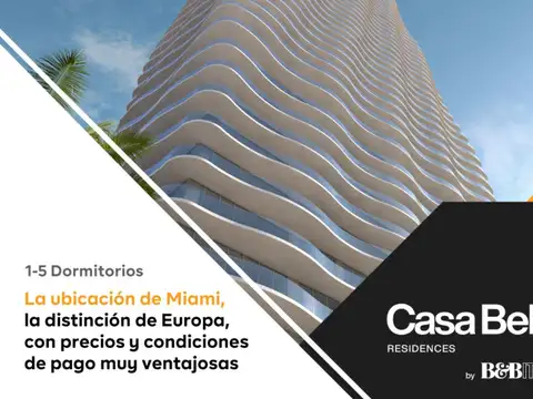 Venta departamentos 1-5 dormiotorios en Residencias Casa Bella Miami Florida
