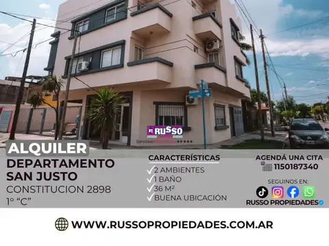 Departamento  2 ambientes En Alquiler En San Justo