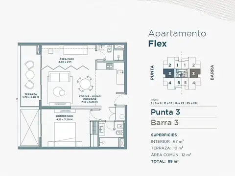 Departamento 2 ambientes con 1 baño