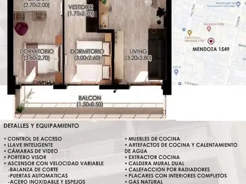Departamento 2 ambientes con 1 baño