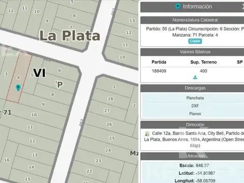 Terreno en Venta en City Bell, USD 44.900