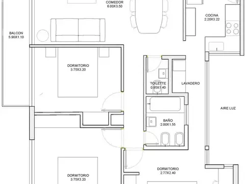Departamento en Venta de 3 dormitorios