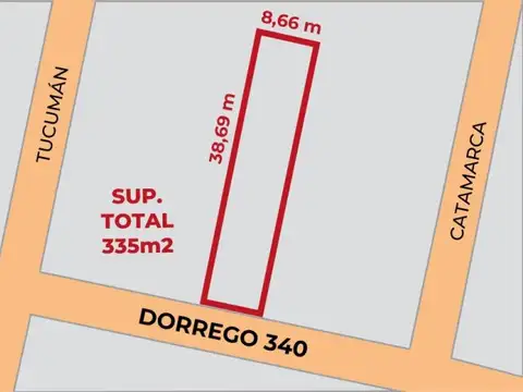 Terreno en Venta 8,66  mts Frente